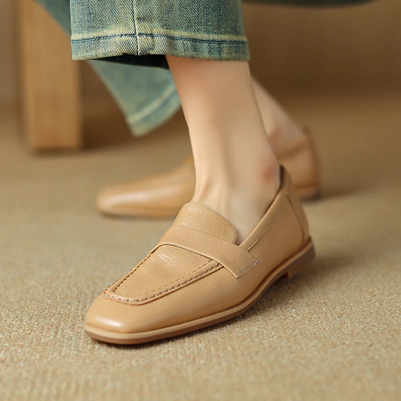 Women‘s Shoes Genuine Leather Flat Shoes For Female Basic Style Casual Flats Slip On Women Loafers Chaussure Femme