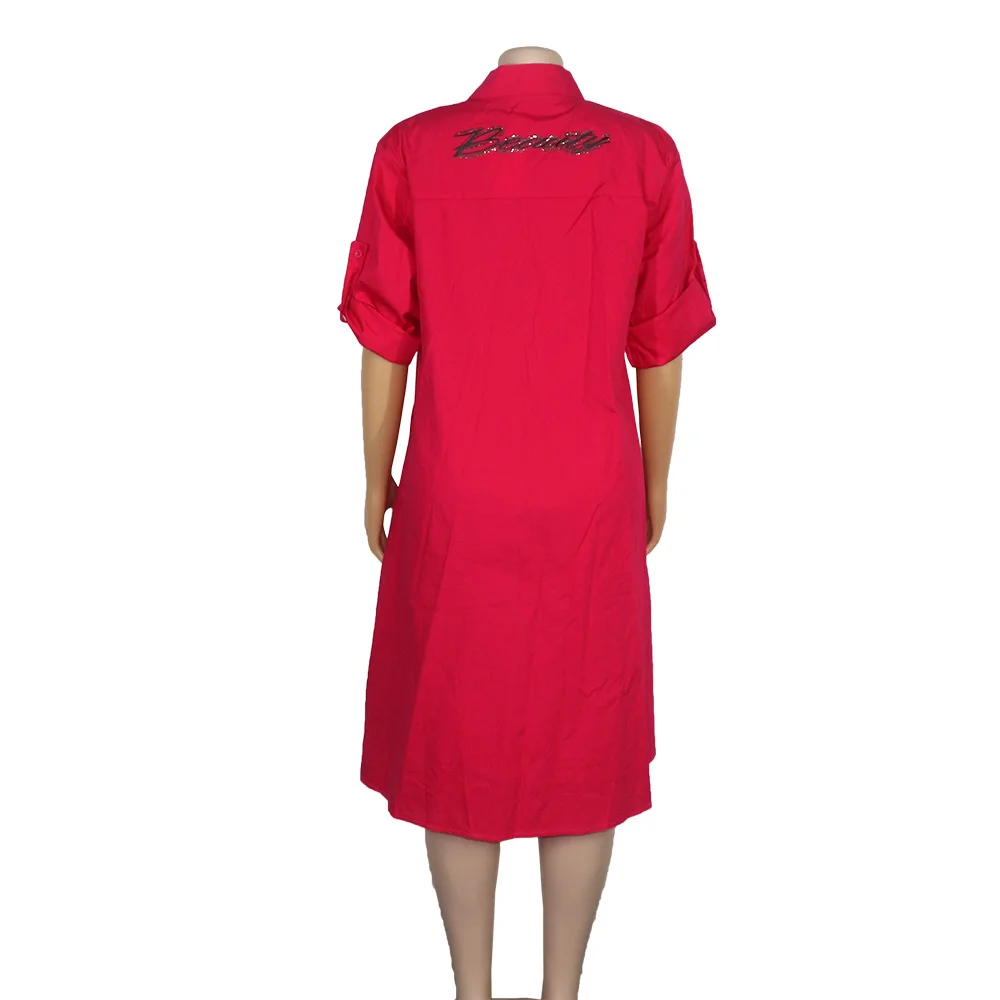 African Mom Dress Ethnic Costume Shirt Style Dress Diamonds Decoration