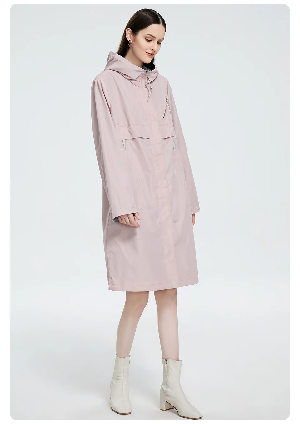 Astrid 2022 Autumn Women's Trench Coat Women Jacket zipper Hooded Outerwear Female Fashion Loose Long Bright Solid Windbreaker