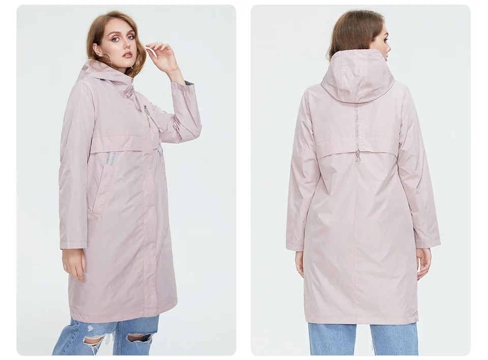 Astrid 2022 Autumn Women's Trench Coat Women Jacket zipper Hooded Outerwear Female Fashion Loose Long Bright Solid Windbreaker