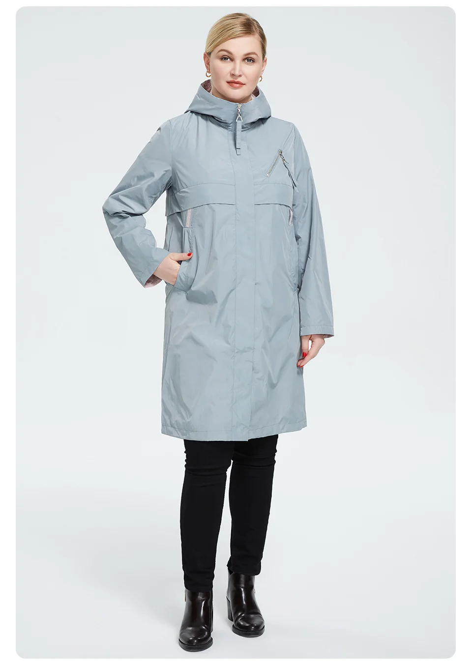 Astrid 2022 Autumn Women's Trench Coat Women Jacket zipper Hooded Outerwear Female Fashion Loose Long Bright Solid Windbreaker