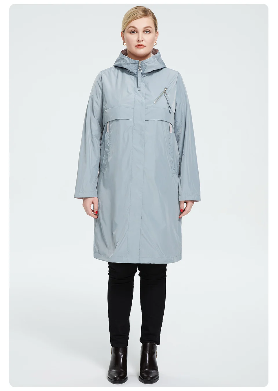 Astrid 2022 Autumn Women's Trench Coat Women Jacket zipper Hooded Outerwear Female Fashion Loose Long Bright Solid Windbreaker