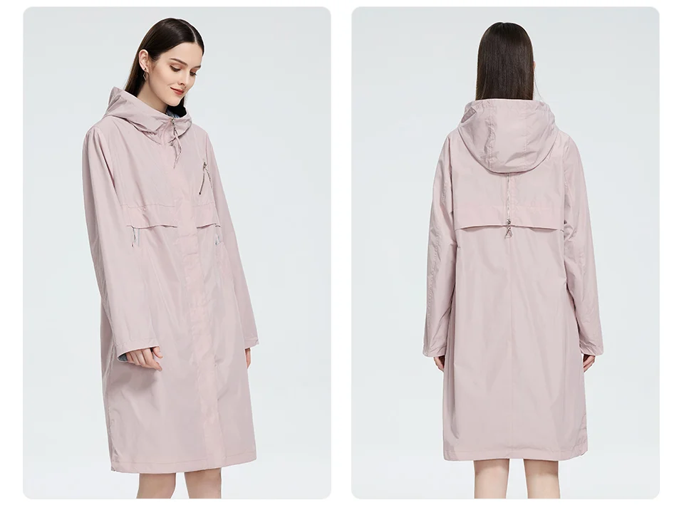 Astrid 2022 Autumn Women's Trench Coat Women Jacket zipper Hooded Outerwear Female Fashion Loose Long Bright Solid Windbreaker