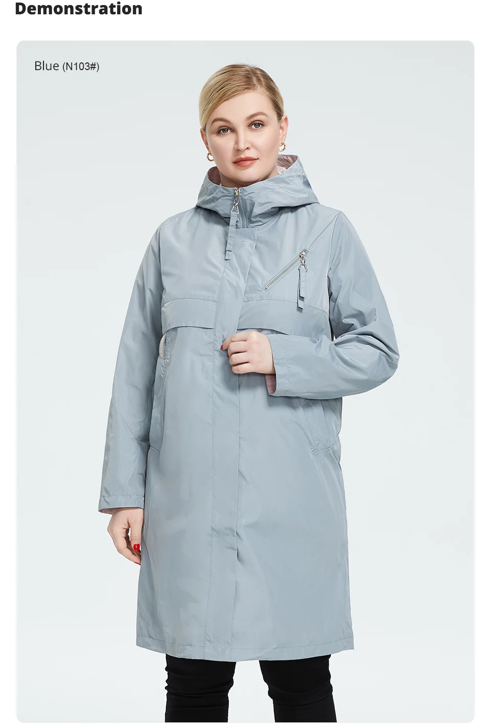 Astrid 2022 Autumn Women's Trench Coat Women Jacket zipper Hooded Outerwear Female Fashion Loose Long Bright Solid Windbreaker