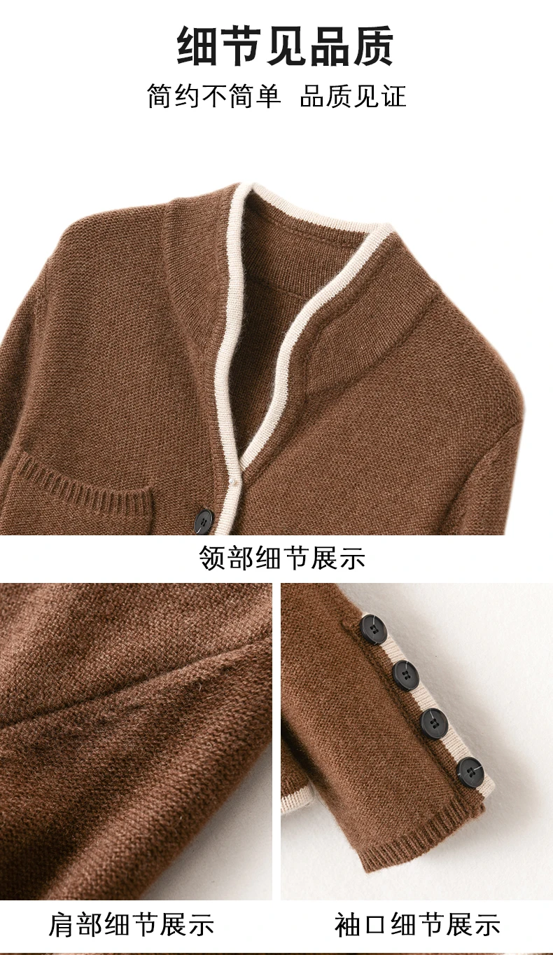 100% Cashmere / Wool Sweater Autumn/Winter 2021 Women's Stand-up Collar Cardigan Casual Knit Tops Korean Plus Size Female Jacket