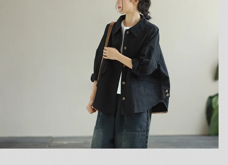 Amax LuluE Autumn 2025 Outerwear Womens Khaki Korean Style Vintage Jacket Basic Lady Casual Coat Button Harajuku Loose Clothing