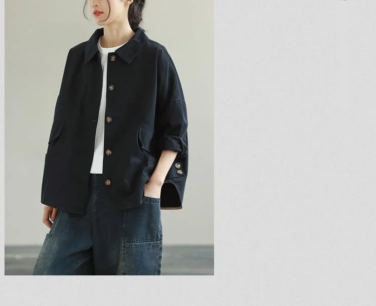 Amax LuluE Autumn 2025 Outerwear Womens Khaki Korean Style Vintage Jacket Basic Lady Casual Coat Button Harajuku Loose Clothing