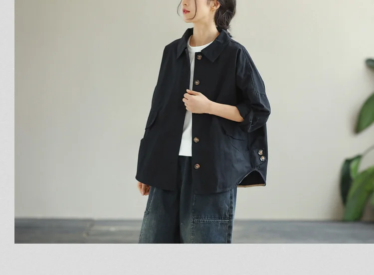Amax LuluE Autumn 2025 Outerwear Womens Khaki Korean Style Vintage Jacket Basic Lady Casual Coat Button Harajuku Loose Clothing
