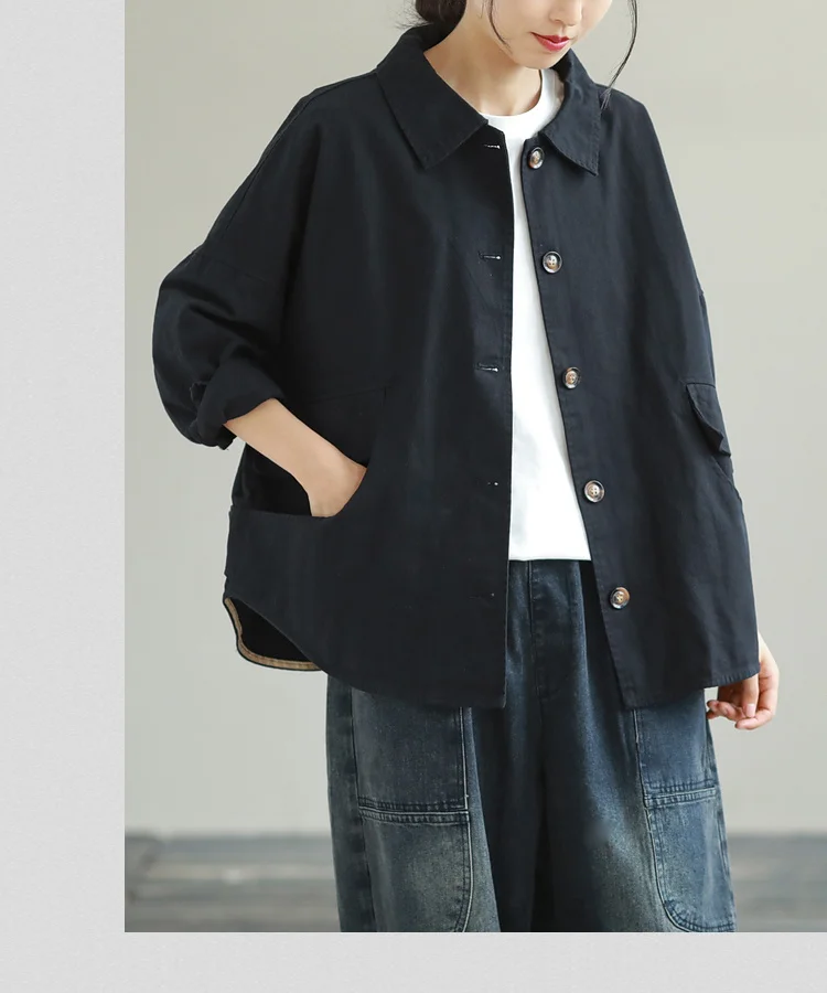 Amax LuluE Autumn 2025 Outerwear Womens Khaki Korean Style Vintage Jacket Basic Lady Casual Coat Button Harajuku Loose Clothing