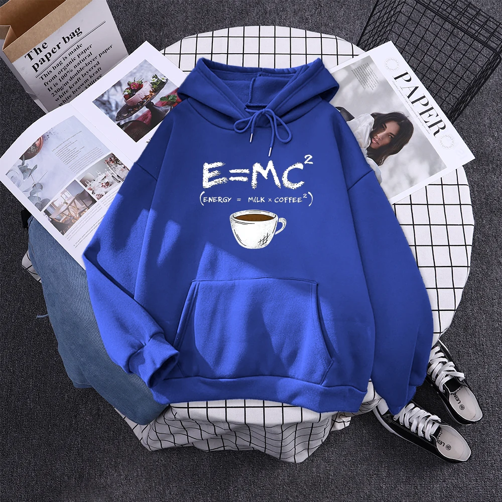 Hoodies E=Mc Coffee Personality Print Hoody For Women Harajuku Aesthetic Hoodie Warm Womens Fleece Oversized Sweatshirt Female