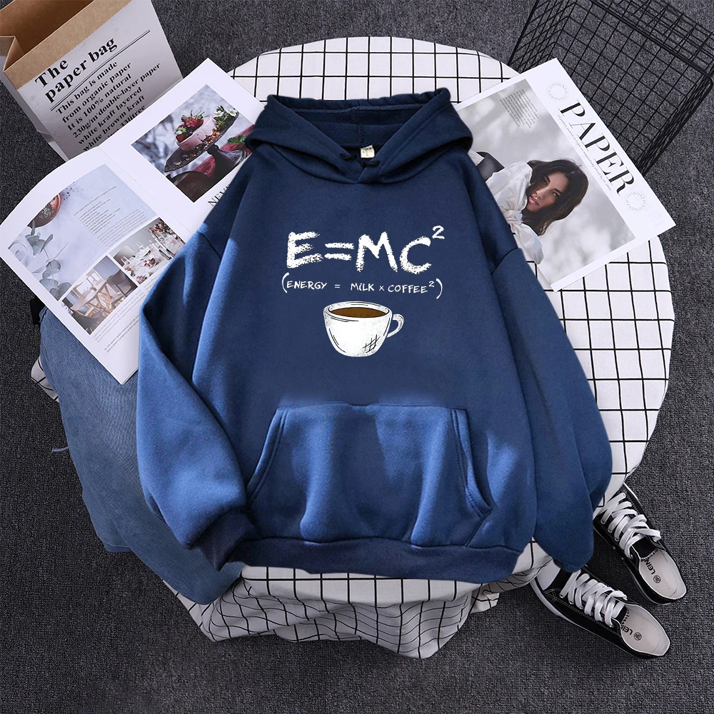 Hoodies E=Mc Coffee Personality Print Hoody For Women Harajuku Aesthetic Hoodie Warm Womens Fleece Oversized Sweatshirt Female