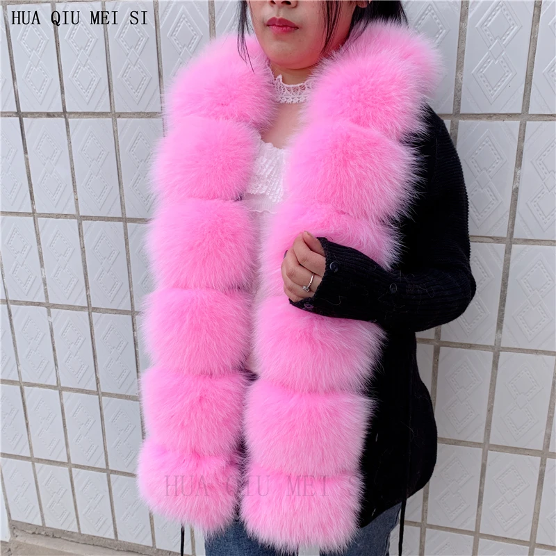 HU QIU MEI SI Women Real Fox Fur Knitted Cardigan Woolen Sweater with Real Fox Fur Collar and Raccoon Fur Collar Cardigan