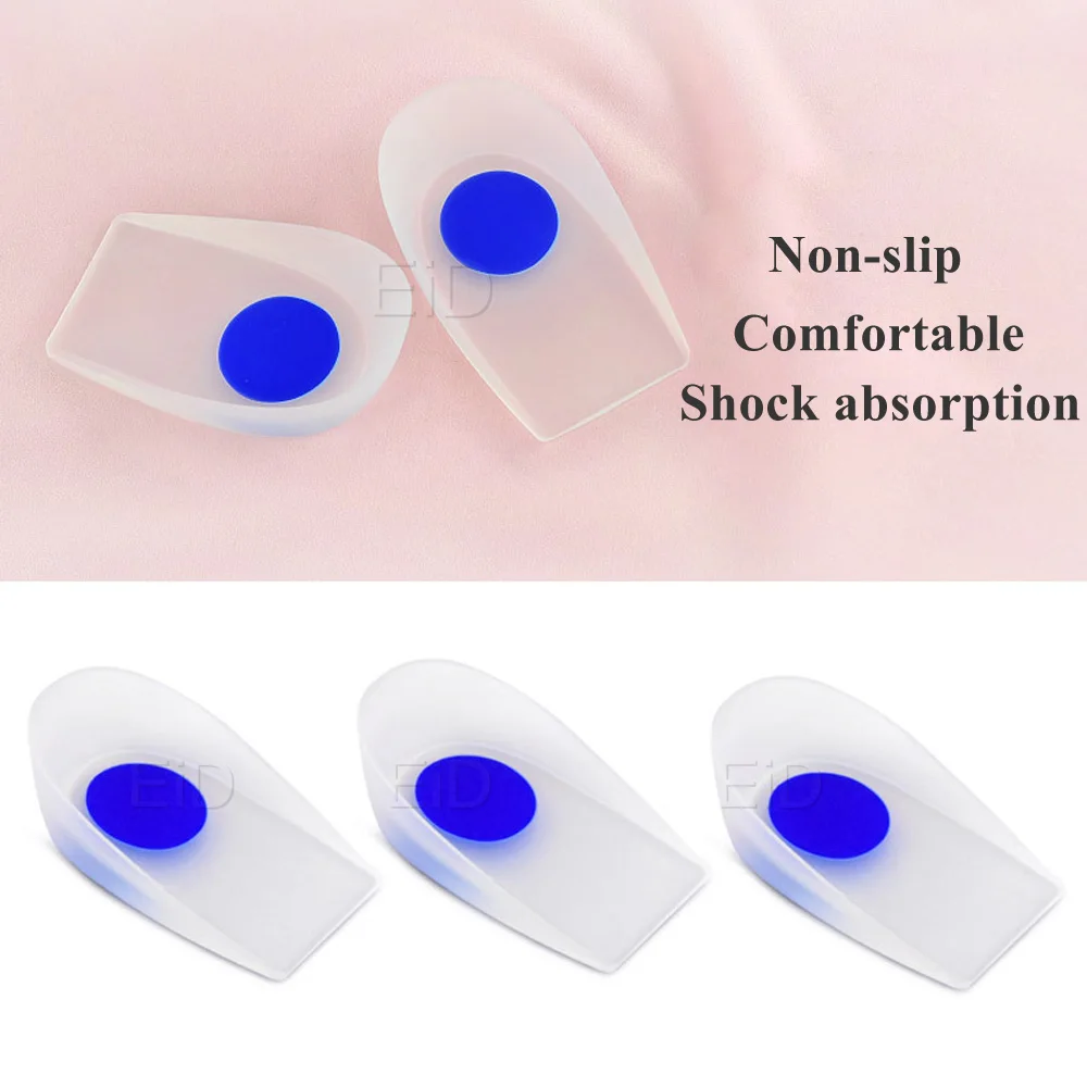 Silicone Gel Heel Pad for Plantar Fasciitis Pain Relief Shock Absorption Foot Care Insert Insole Height Increase Cushion Unisex