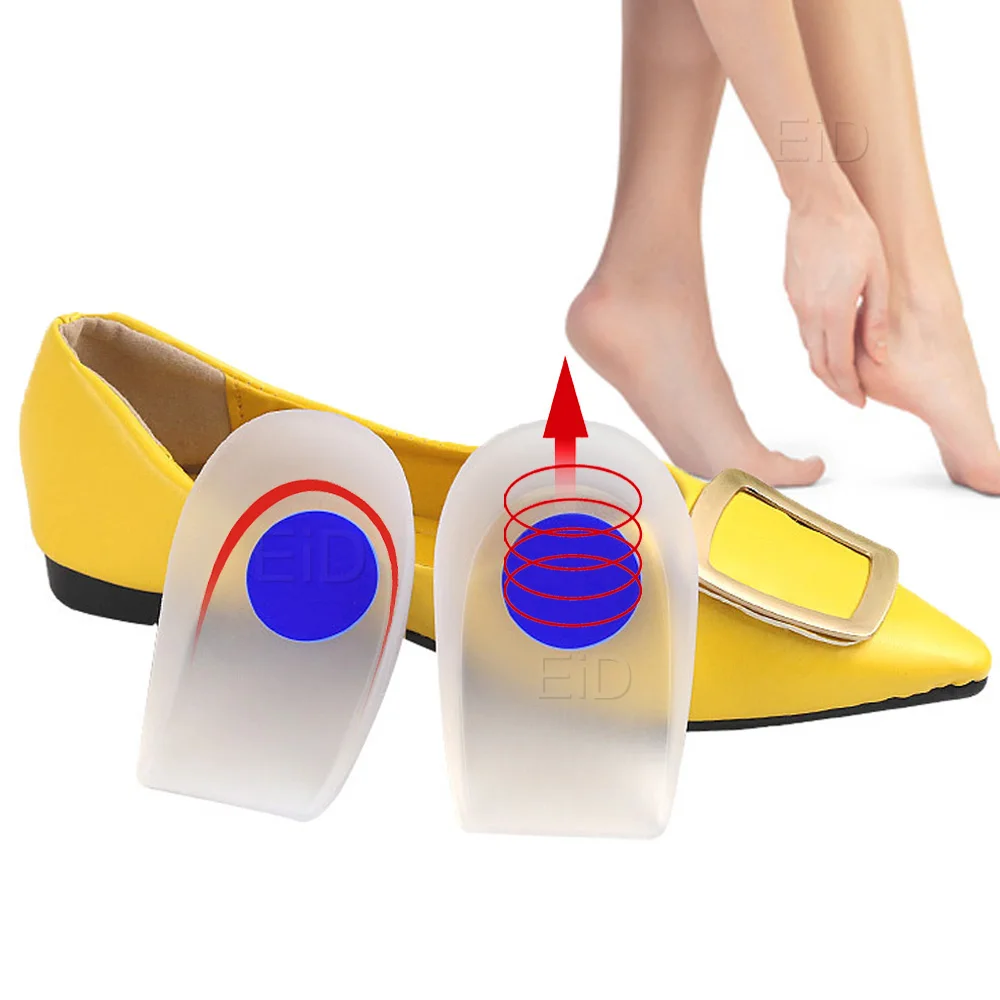 Silicone Gel Heel Pad for Plantar Fasciitis Pain Relief Shock Absorption Foot Care Insert Insole Height Increase Cushion Unisex