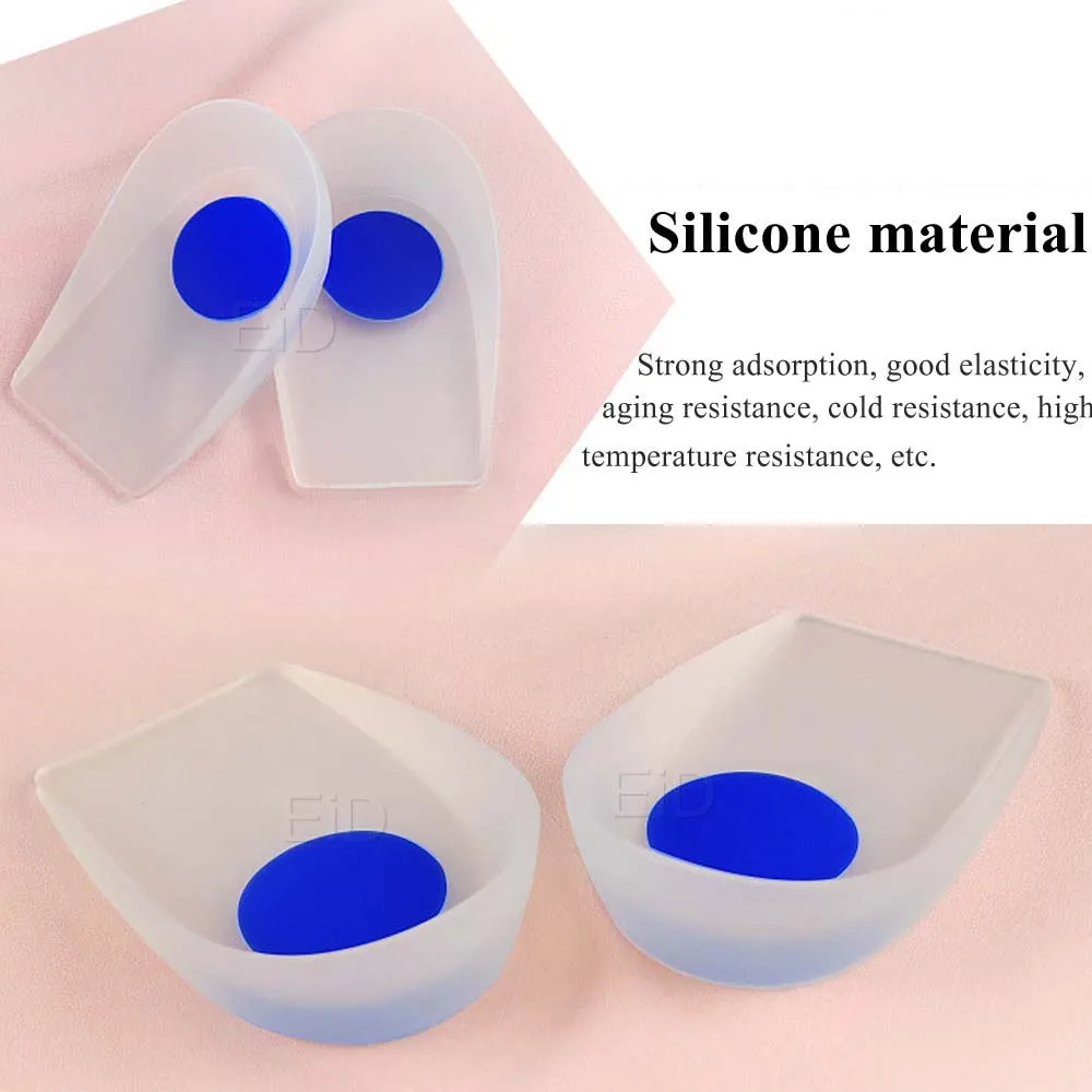 Silicone Gel Heel Pad for Plantar Fasciitis Pain Relief Shock Absorption Foot Care Insert Insole Height Increase Cushion Unisex
