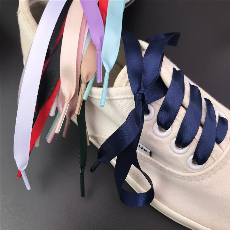 New Silk Shoe Laces Satin Ribbon Flat Shoelaces Women Sneakers Shoelace Boots Laces for Shoes Length 80CM 100CM 120CM 150CM1Pair