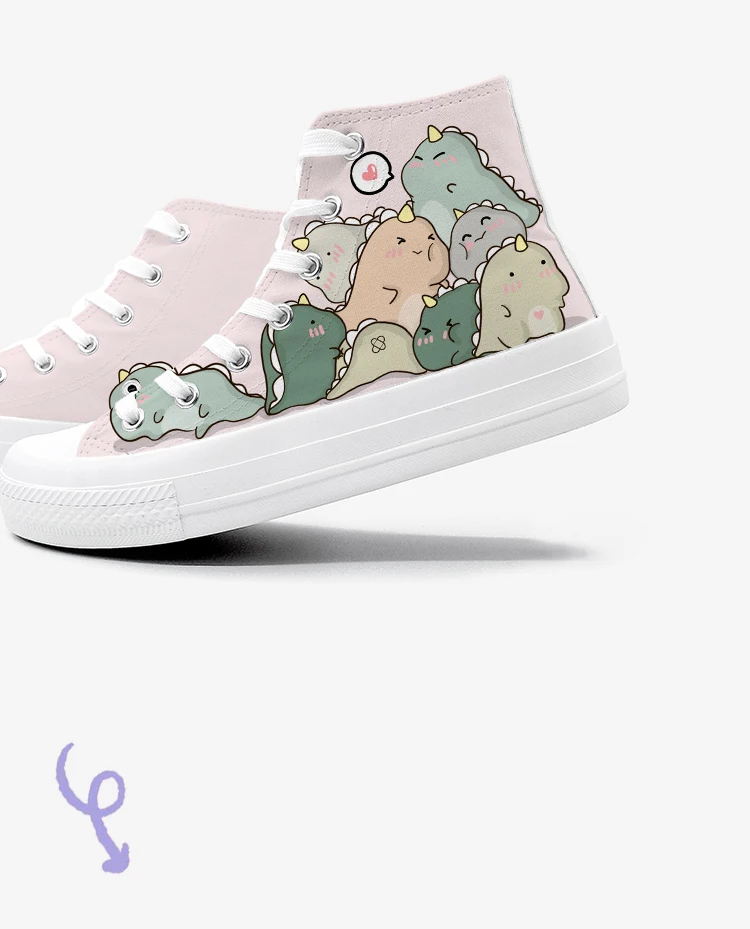 Amy and Michael Fashion Original Design Cartoon Anime Sneakers for Students Girls Hand Painted High Top Casual Canvas Shoes