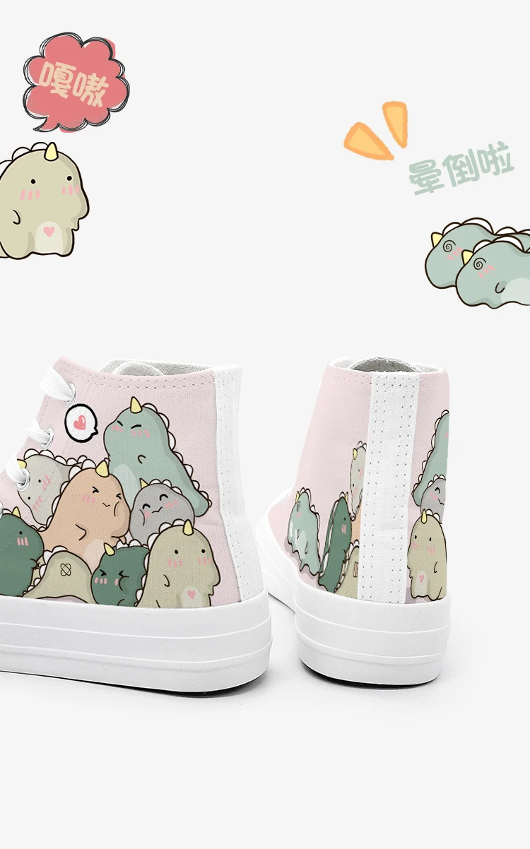 Amy and Michael Fashion Original Design Cartoon Anime Sneakers for Students Girls Hand Painted High Top Casual Canvas Shoes
