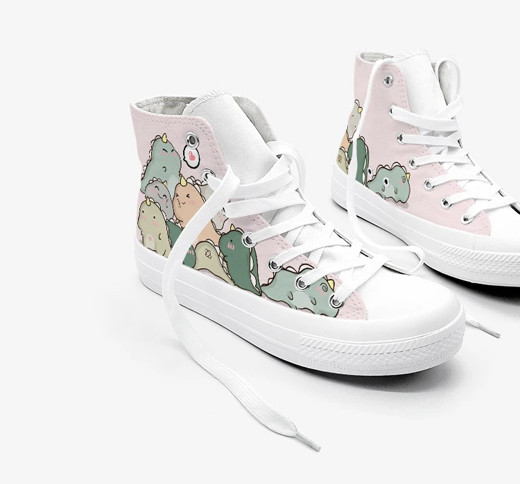 Amy and Michael Fashion Original Design Cartoon Anime Sneakers for Students Girls Hand Painted High Top Casual Canvas Shoes