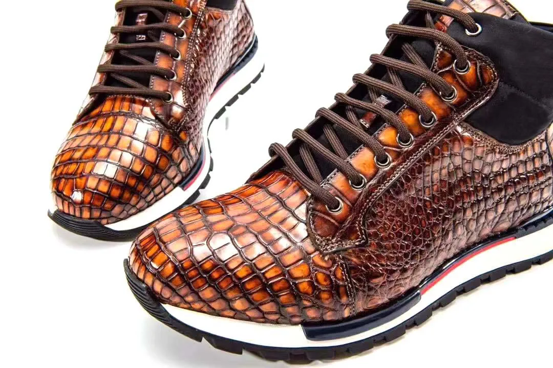 chue men crocodile boots men casual shoes male leisuire shoes men shoes brown color brush color men shoes
