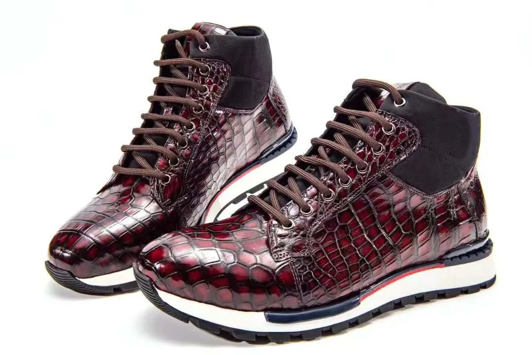 chue men crocodile boots men casual shoes male leisuire shoes men shoes brown color brush color men shoes