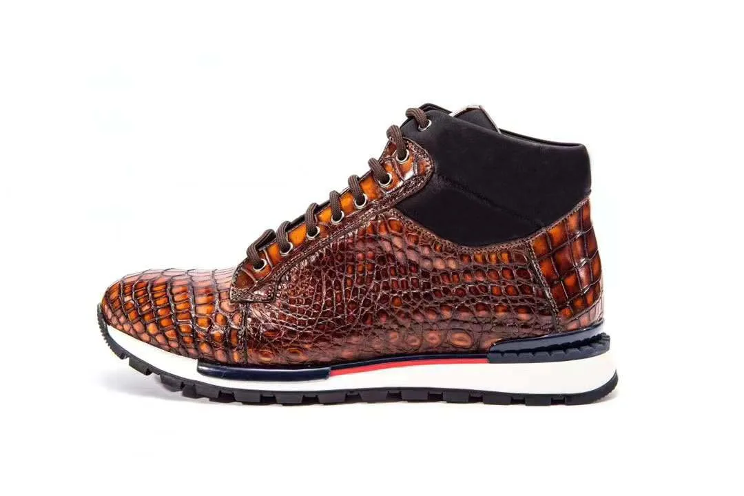chue men crocodile boots men casual shoes male leisuire shoes men shoes brown color brush color men shoes