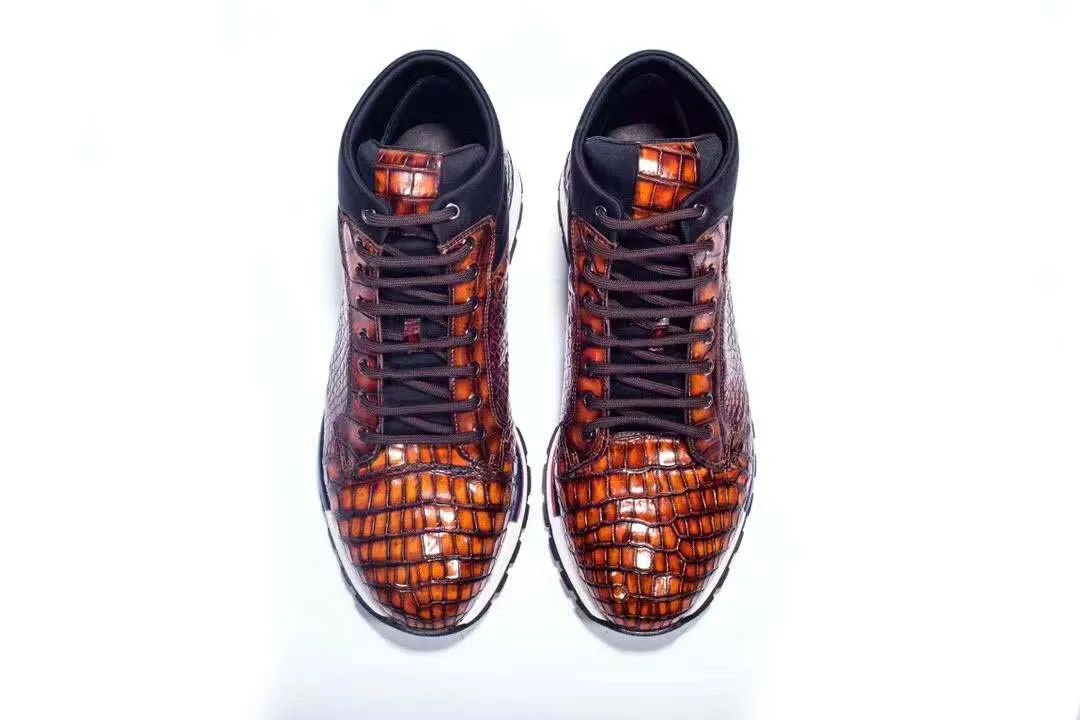 chue men crocodile boots men casual shoes male leisuire shoes men shoes brown color brush color men shoes