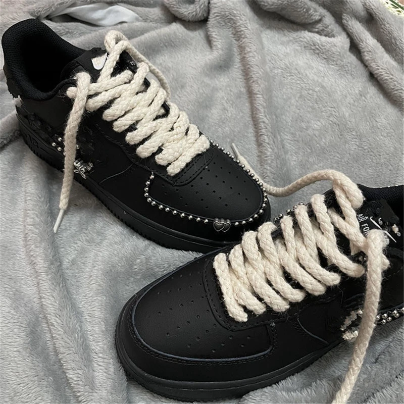 Linen Shoelaces Decoration Accessories Suitable Board Shoes Basketball Shoes Sneakers Cotton Shoe Laces Dunk SB AF1AJ Shoe Rope