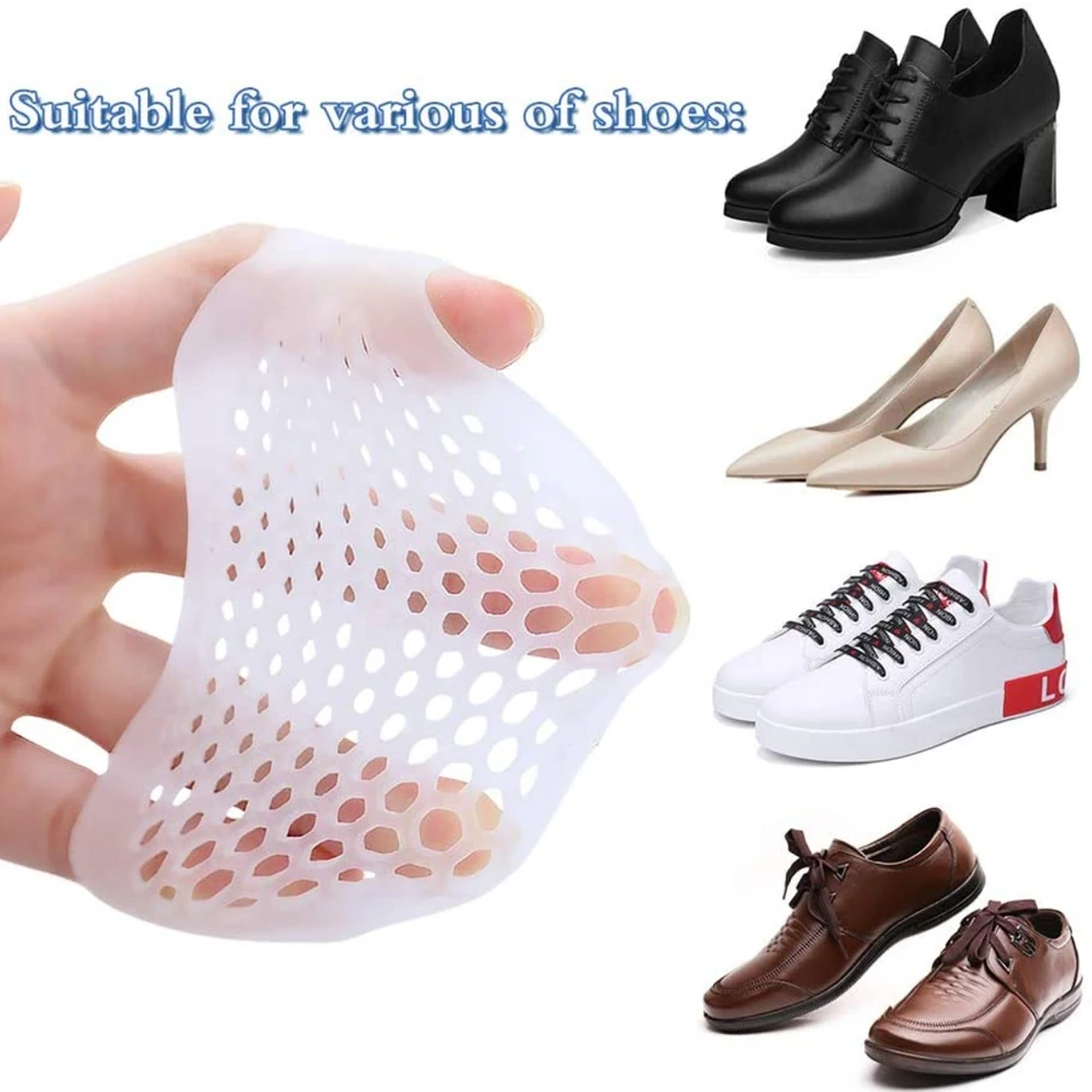 Silicone Honeycomb Forefoot Insoles for Women High Heels Shoes Pad Gel Half Insoles Forefoot Insert Pain Relief Massage Socks