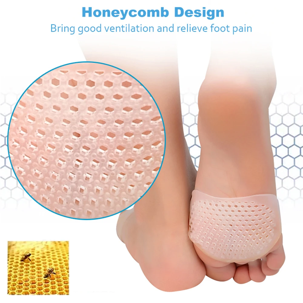 Silicone Honeycomb Forefoot Insoles for Women High Heels Shoes Pad Gel Half Insoles Forefoot Insert Pain Relief Massage Socks