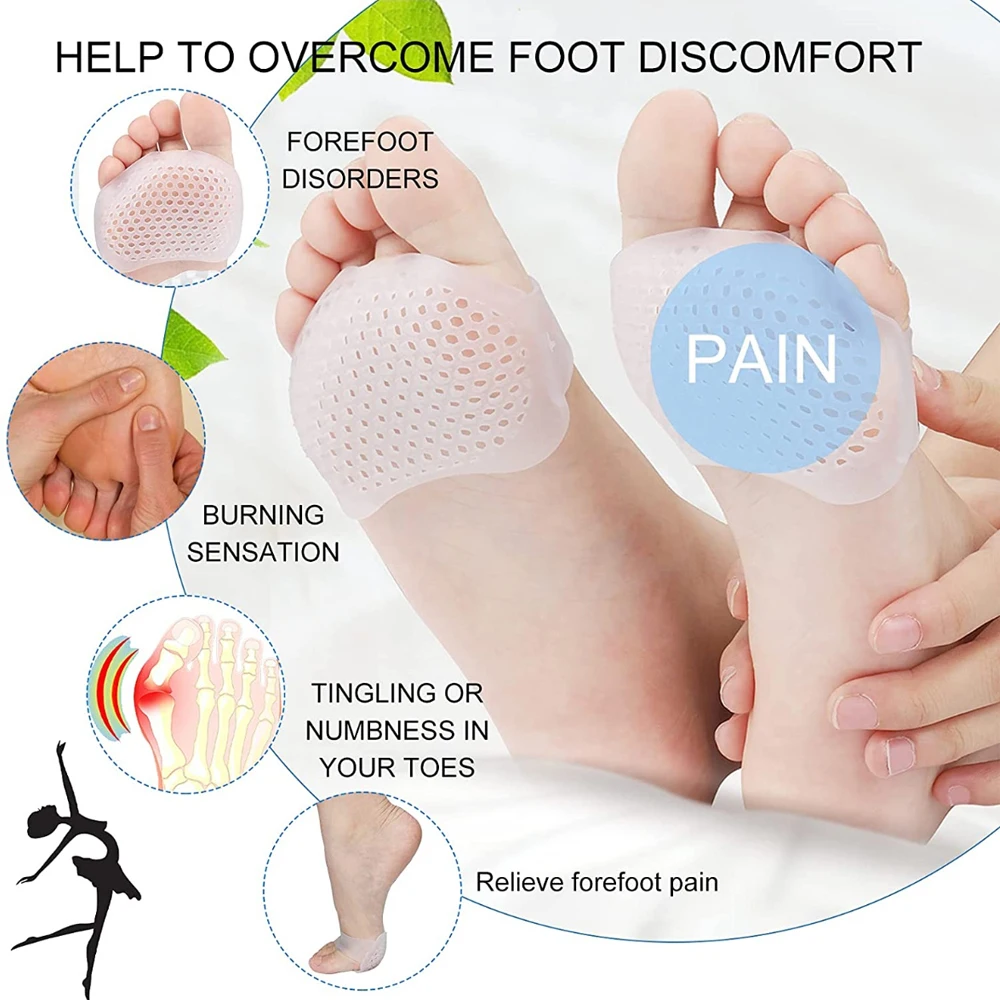Silicone Honeycomb Forefoot Insoles for Women High Heels Shoes Pad Gel Half Insoles Forefoot Insert Pain Relief Massage Socks