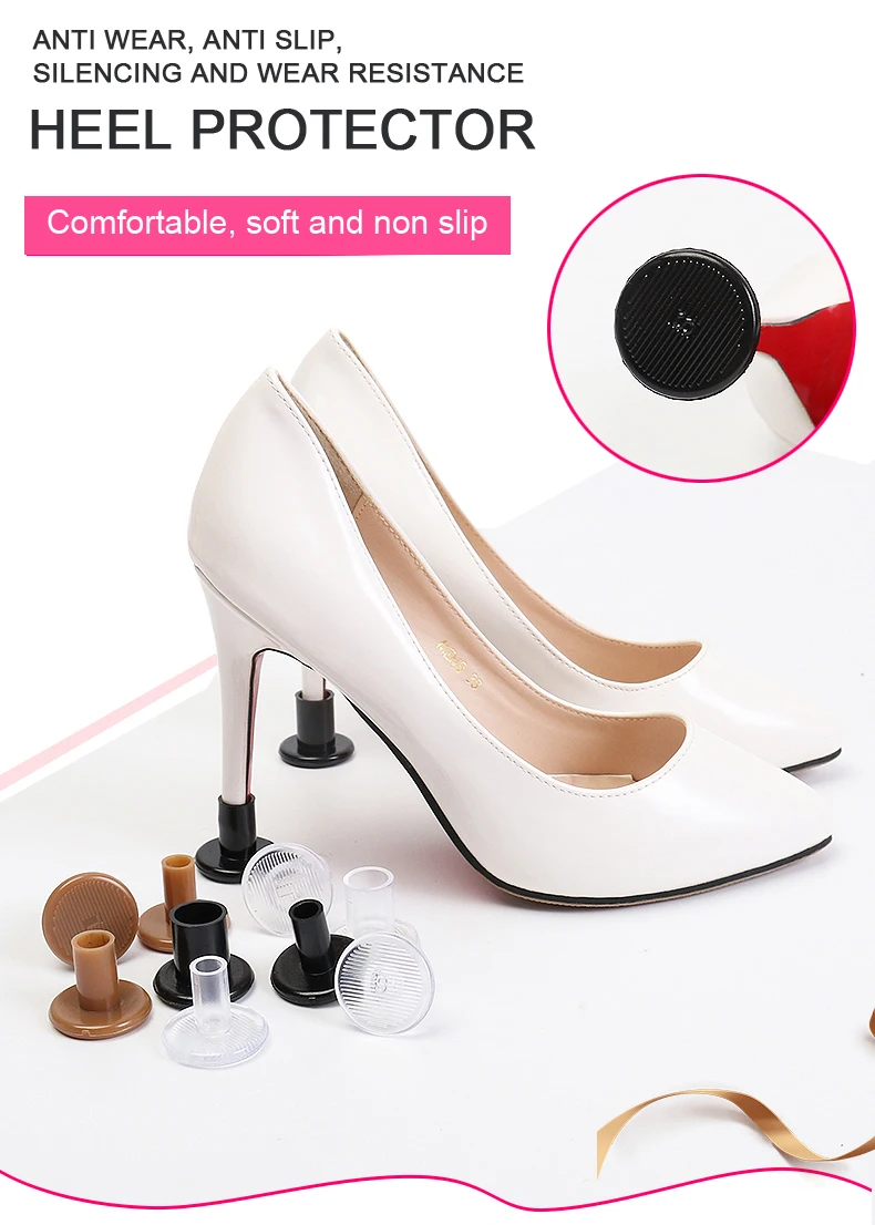 2Pcs Non-slip Wearable Heel Cover Round Woman High Heels Protective Cover TPU/PVC Material Soft Damping Heel Protector