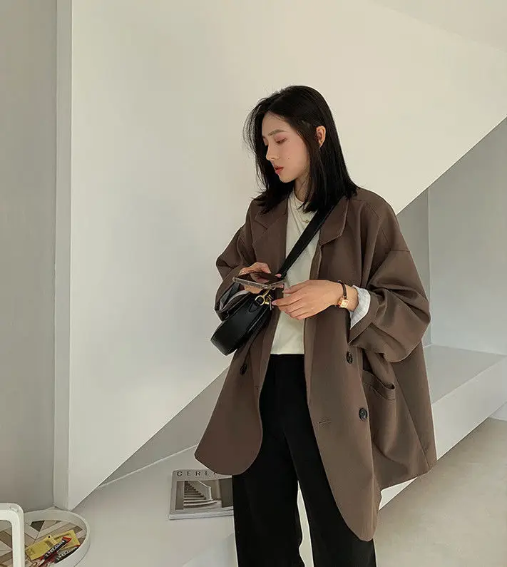 Women's Large Blazer Coats Spring Autumn Fashion Korean Version Loose Top Coat Office Work Clothes Grace Fall Jacket for Women