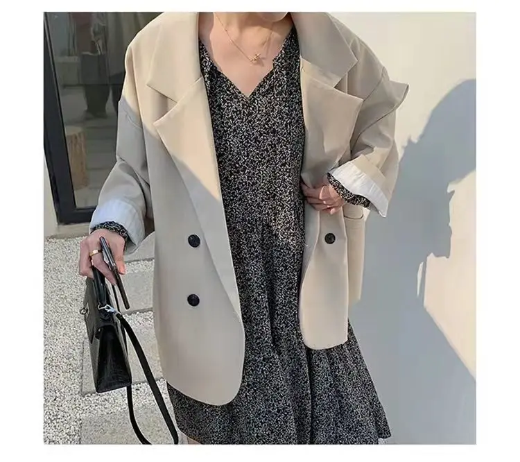 Women's Large Blazer Coats Spring Autumn Fashion Korean Version Loose Top Coat Office Work Clothes Grace Fall Jacket for Women