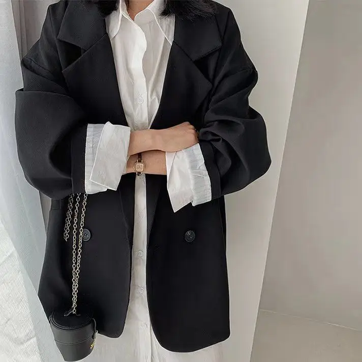 Women's Large Blazer Coats Spring Autumn Fashion Korean Version Loose Top Coat Office Work Clothes Grace Fall Jacket for Women