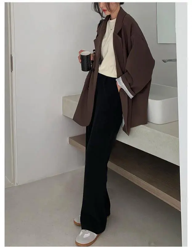 Women's Large Blazer Coats Spring Autumn Fashion Korean Version Loose Top Coat Office Work Clothes Grace Fall Jacket for Women