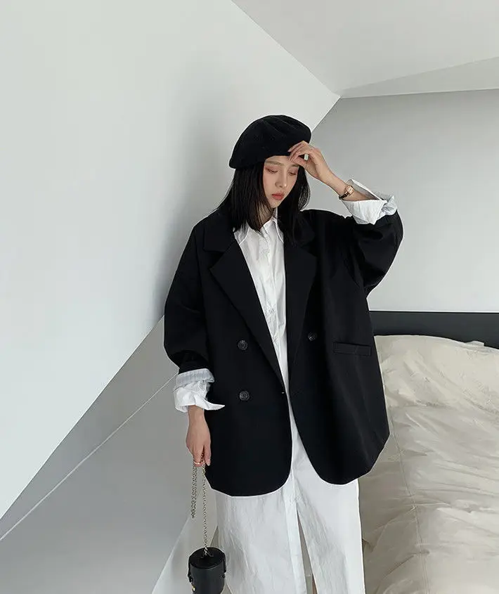 Women's Large Blazer Coats Spring Autumn Fashion Korean Version Loose Top Coat Office Work Clothes Grace Fall Jacket for Women