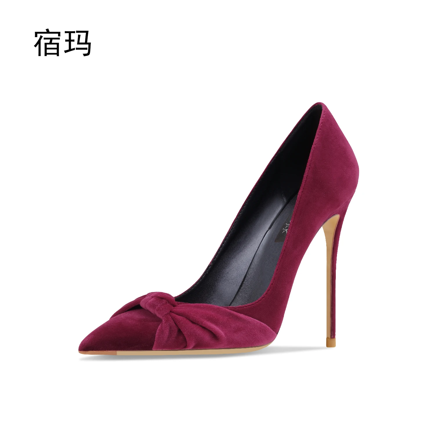 Luxury Women's Butterfly-Knot Flock High Heel Pumps 2026 High-Heeled Pointed Toe Office Shoes Fashion Ladies Women Heels Shoes