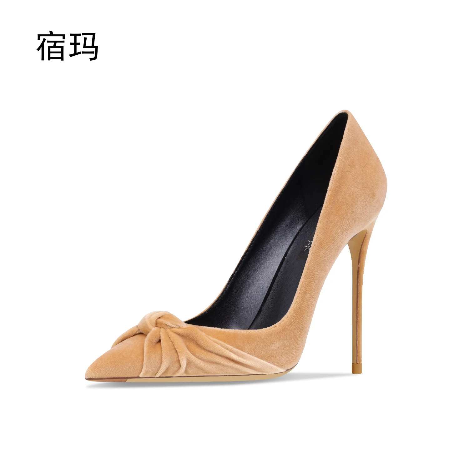 Luxury Women's Butterfly-Knot Flock High Heel Pumps 2026 High-Heeled Pointed Toe Office Shoes Fashion Ladies Women Heels Shoes
