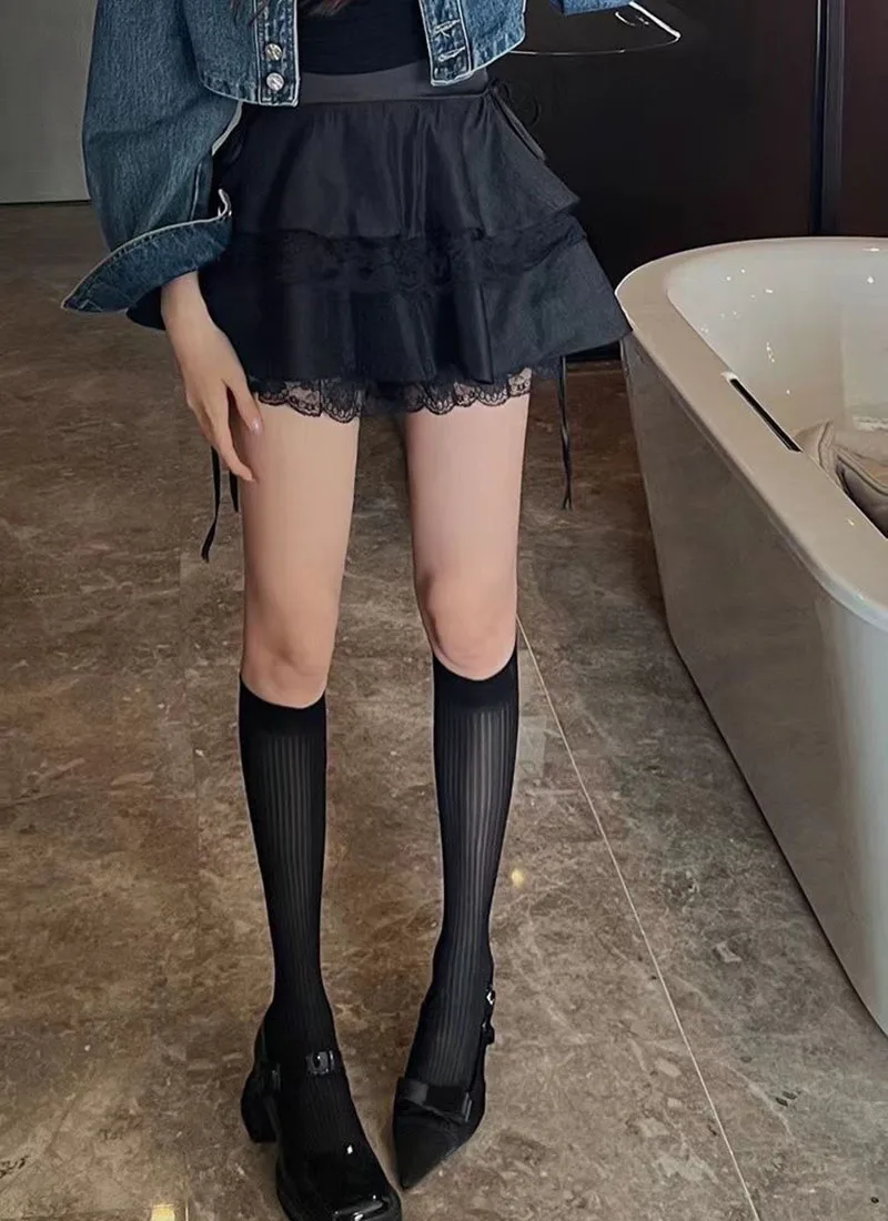 Lucyever Sweet Girls Fluffy Bubble Tutu Skirt Japanese Style Lace Splicing Cake Jk Skirts Women Lolita Cute Pleated Mini Skirts