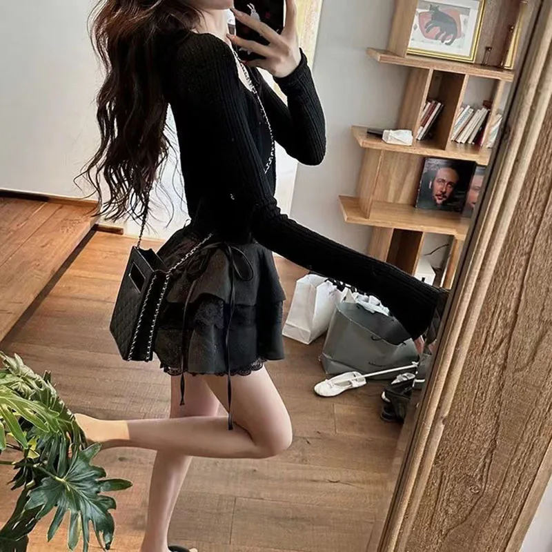 Lucyever Sweet Girls Fluffy Bubble Tutu Skirt Japanese Style Lace Splicing Cake Jk Skirts Women Lolita Cute Pleated Mini Skirts