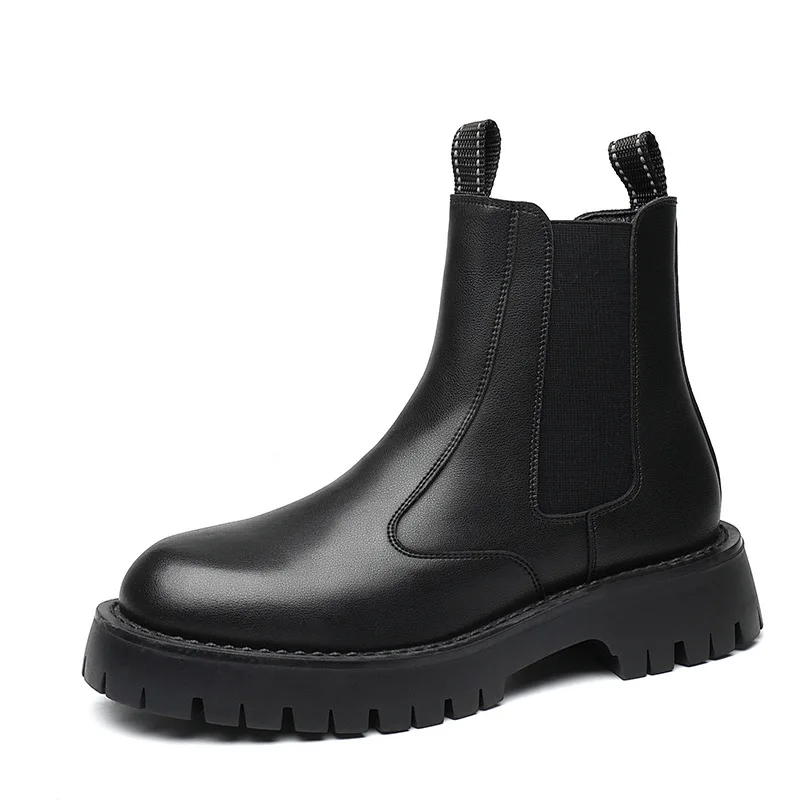 mens luxury fashion chelsea boots black grey platform shoes cowboy autumn winter boot handsome original leather ankle botas mans