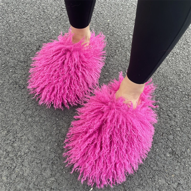 Women Summer Luxury Fluffy Faux Fur Slides Amazing Fur Sandals