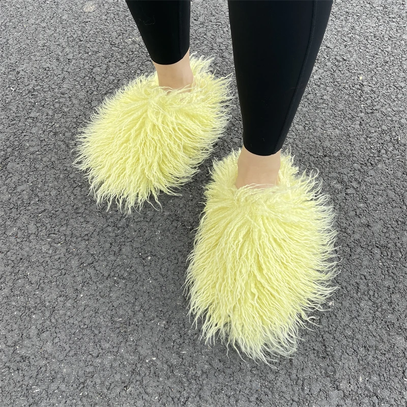 Women Summer Luxury Fluffy Faux Fur Slides Amazing Fur Sandals