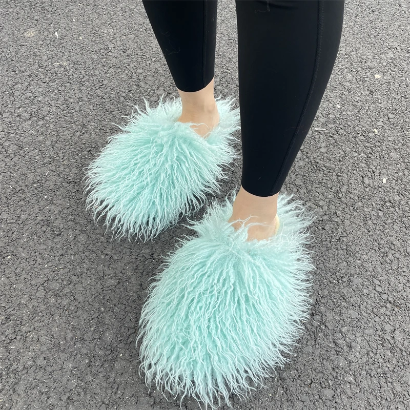 Women Summer Luxury Fluffy Faux Fur Slides Amazing Fur Sandals