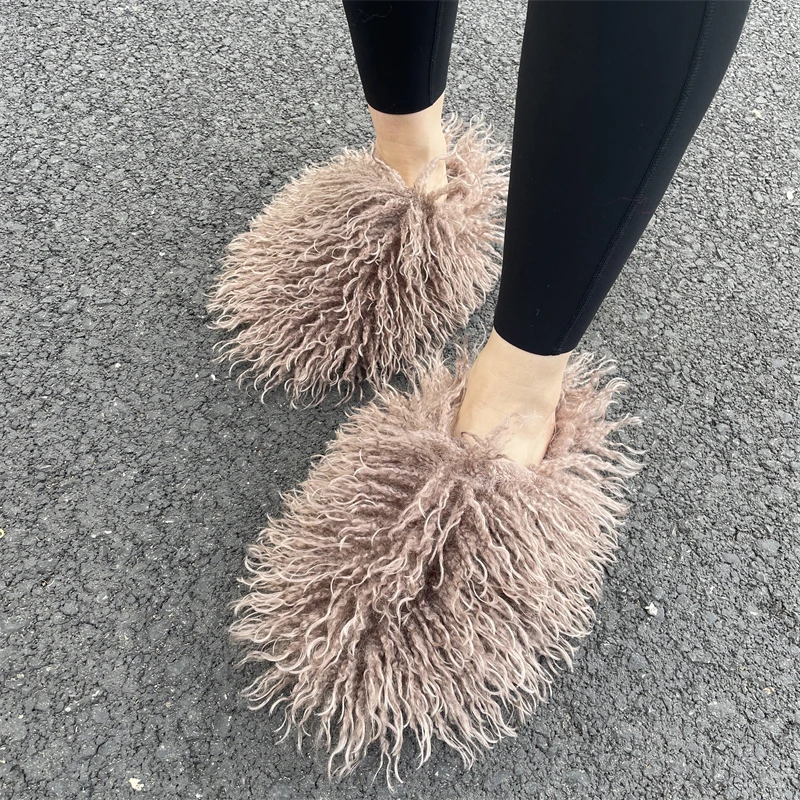 Women Summer Luxury Fluffy Faux Fur Slides Amazing Fur Sandals