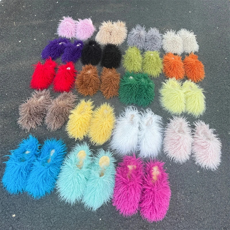 Women Summer Luxury Fluffy Faux Fur Slides Amazing Fur Sandals