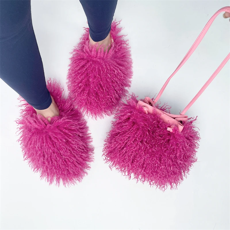 Women Summer Luxury Fluffy Faux Fur Slides Amazing Fur Sandals