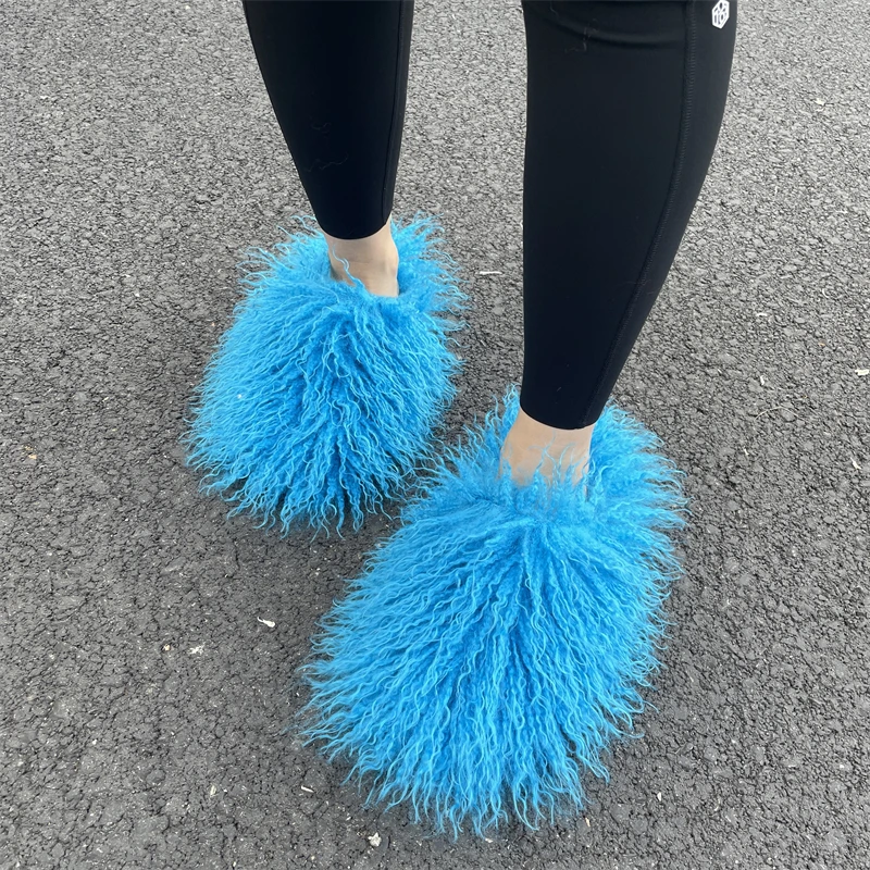 Women Summer Luxury Fluffy Faux Fur Slides Amazing Fur Sandals