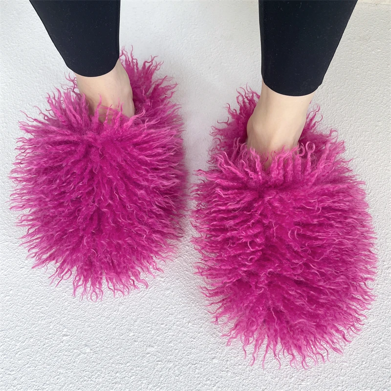 Women Summer Luxury Fluffy Faux Fur Slides Amazing Fur Sandals